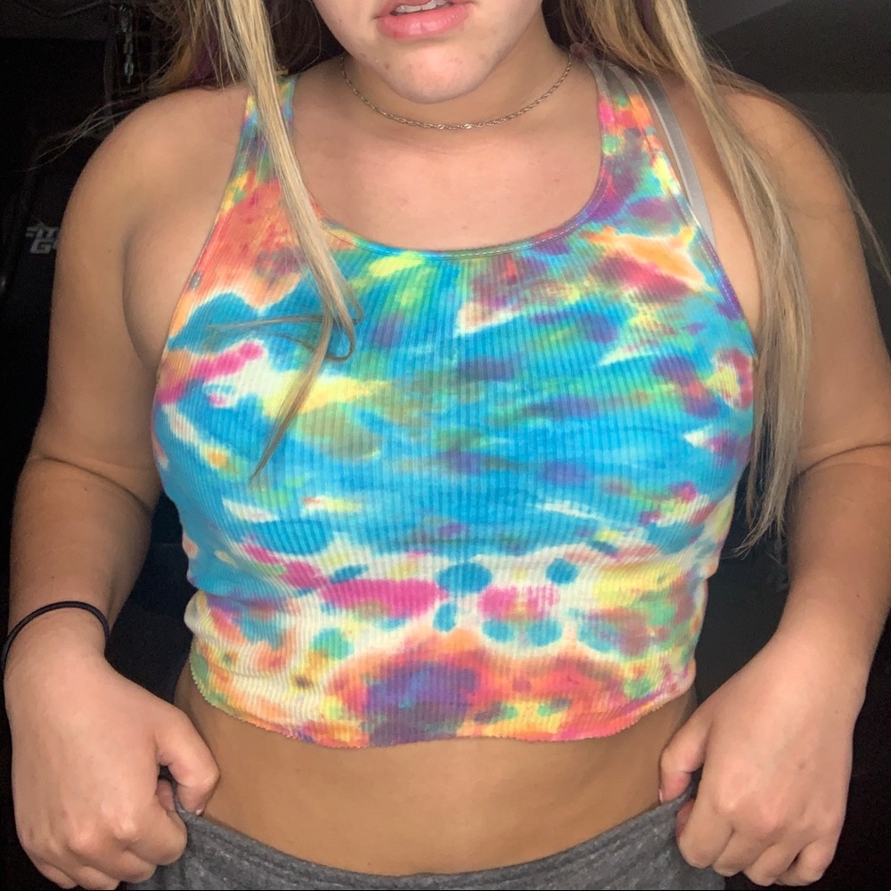 MULTI COLORED TIE DYE CROP TOP - Picture 3 of 7
